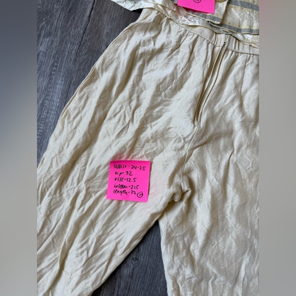 VTG POSITIVE ATTITUDE Pantsuit Set Tank Top Pattern Yellow Boho Size S M Size 10 - Picture 11 of 14